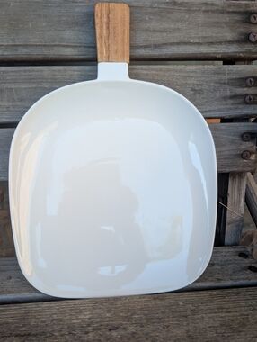 Mason White Ceramic Serving Tray With Wood Handle